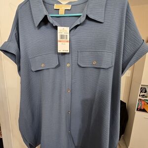 Michael Kors Blue Button-Up Shirt
